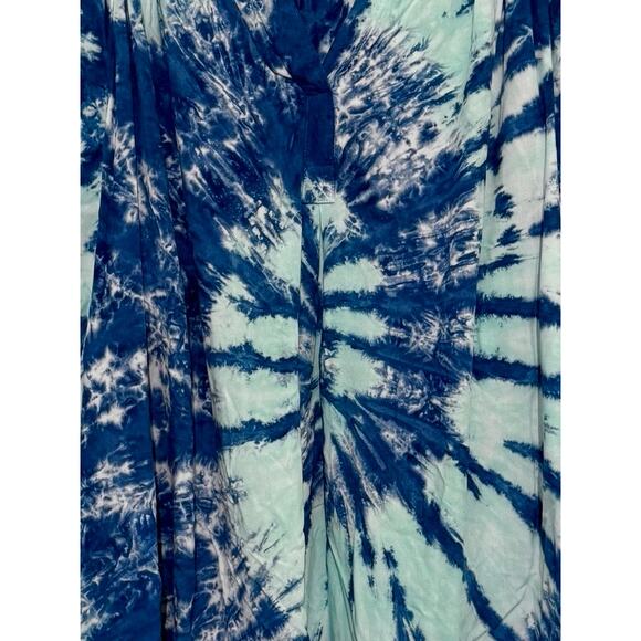 Crown & Ivy 3X Tie-Dye Peasant Tunic Top Blue White Boho Long Sleeve - Picture 4 of 6